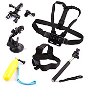 6 in 1 kit Chest +Head Strap+Floating Grip +Handlebar Seatpost + Monopod +Suction Cup For GoPro Hero 1 2 3 3+