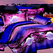 modèle 3d de cygne shuian® ensemble de housse de couette, 4 pièces confort de ventilation simple costume moderne imprimé complet