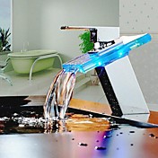 [XmasSale]Bathroom Sink Faucet with Color Changing LED High Quality  Brass Waterfall  Faucet(Chrome Finish)