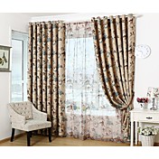 Room Darkening Printing  Flower Curtain (Two Panel)