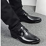 Men's Shoes Pointed Toe Low Heel Leather Oxfords Shoes