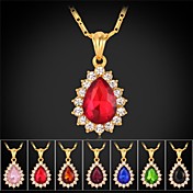 plaqué instyle nouvel or de 18 carats de luxe cristal strass swa fantaisie collier pendentif en pierre rubis de haute qualité