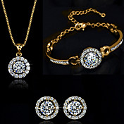 IDOO Women's Elegant Rhinestone Bracelet&Ear Stud&Necklace Set