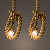 simples suspension unique de la lampe corde de chanvre de l'étude de Pendentif main et chambre rustique rétro