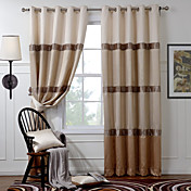 Room Darkening Faux Silk with Pleated Band lined Curtain (Two Panel)