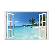 Wall Stickers Wall Decals, Beach Beautiful Scenery PVC Wall Stickers.