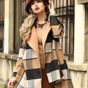 manches longues mince capuche de la mode chèque élégance pardessus des femmes nyo