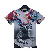 Men's Short Sleeve T-Shirt , Cotton Casual Print