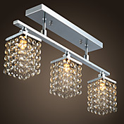 Lustre en Cristal à 3 Ampoules, Style Art Moderne