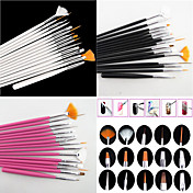 15PCS Nail Art Design Painting Drawing Pen Brush Set(White,Pink,Black 3 Color to Choose)