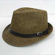 Unisex Faux Leather/Straw Fedora Hat