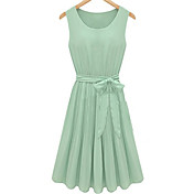 Body Women's Casual/Cute/Party/Work Round Sleeveless Dresses (Chiffon)