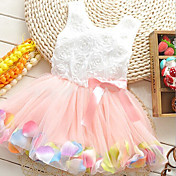 Girl's Princess Pearl Petals Gauze Sleeveless Bowknot small dress