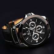 CHENXI Three Dashboard PU Leather Strap Waterproof Watch