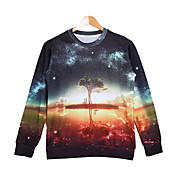 Men's Round Collar Long Sleeve 3D Print Cotton Sweatshirt