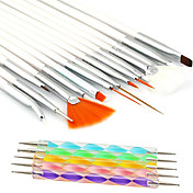 15PCS Nail Art Design Painting Drawing Pen Brush Set with 5PCS 2-way Dotting Marbleizing Pen Tool