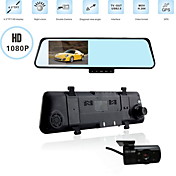 1920 x 1080P FULLHD Rearview Mirror Dual Lens Car DVR 4.3