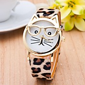 Cat Watch With Glasses Women Quartz Watches Reloj Mujer Relogio Feminino Leather Strap Watch