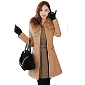 Winter  Women's Solid Color White Coats & Jackets , Sexy / Casual / Work Pan Collar Long Sleeve