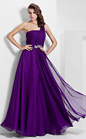 A-ligne une parole longueur robe de soirée en mousseline de soie d'épaule