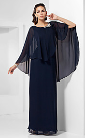 gaine / colonne scoop-parole longueur robe de soirée en mousseline de soie