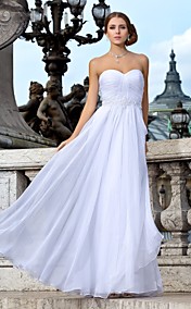 Robe de Mariée - Classique & Intemporel/Brillant & Séduisant - Fourreau - Col en Cœur/Sans Bretelles - Ras du Sol (Mousseline de Soie)