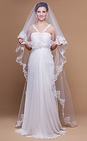 One-tier Chapel Wedding Veils With Scalloped/Lace Applique Edge (More Colors)