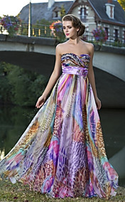 gaine / colonne sweetheart bretelles parole longueur chiffon robe de soirée / de bal avec des fleurs (s)