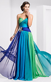 Sheath/Column Sweetheart Floor-length Chiffon Ombre Evening/Prom Dress