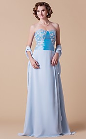 gaine / colonne sweetheart parole longueur mousseline de soie et taffetas mère de la robe de mariée avec un enveloppement