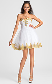  robe de bal sweetheart court / mini robe de cocktail en tulle et satin