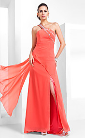 gaine / colonne d'un étage longueur robe de soirée en mousseline de soie de l'épaule (466616)