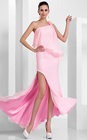 gaine / colonne une épaule asymétrique robe de soirée en mousseline de soie