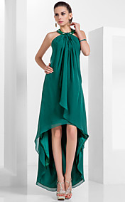 A-line Halter Asymmetrical Chiffon Evening Dress 