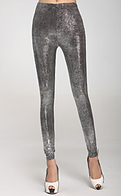 Wet-look Argent Legging gris (taille: 58-79cm, hanche: 90-104cm, Longueur: 95cm)