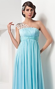  une ligne une épaule-parole longueur mousseline de soie et tulle soirée / robe de bal