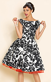 TS VINTAGE Print Swing Dress With Petticoat