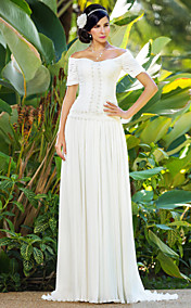 Robe de Mariée - Chic & Moderne/Elégant & Luxueux/Réception - Fourreau - Épaules Dégagées - Brosse (Mousseline de Soie)