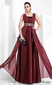 Sheath/Column Square Floor-length Chiffon And Stretch Satin Evening Dress