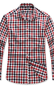 Coton contraste des hommes Couleur Chemise à carreaux à manches longues
