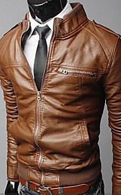 Veste de Motard en Cuir, Col Droit