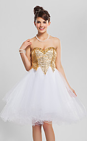 robe de bal sweetheart genou longueur à paillettes et tulle robe de cocktail