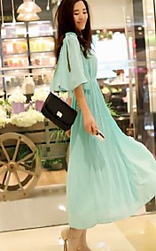 Bohemian Collier Tour de femmes hérissé robe de taille mince plissée