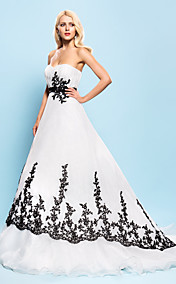 Robe de Mariée - Chic & Moderne/Elégant & Luxueux - Robe de Bal/Trapèze - Col en Cœur/Sans Bretelles - Tribunal (Organza)