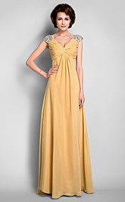  Une ligne de v-cou-parole longueur mère en mousseline de soie de la robe de mariée