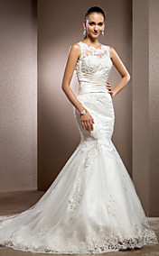 trompette / sirène bijou train tribunal robe de mariée en dentelle