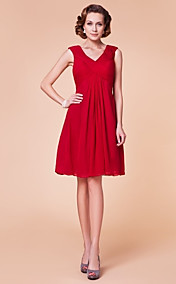 gaine / colonne v-cou genou longueur chiffon mat satiné mère de la robe de mariée