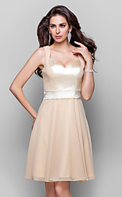 A-ligne/Princess chérie bretelles robe de cocktail en mousseline de soie satin et d'étirement court / mini