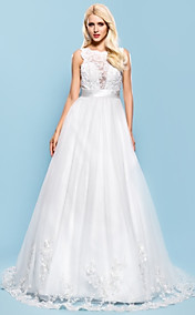 robe de mariée robe de bal tribunal train tulle bateau robe de mariée avec des volets amovibles