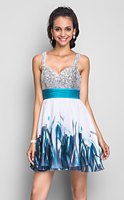 une ligne de bretelles court mini-cocktail / robe de bal / mousseline de soie